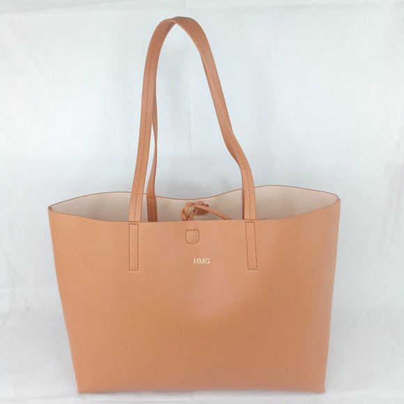 Mark & Graham Handbags - *SOLD* Mark & Graham Tote Brown Vegan Leather Tie Close Bag HMG